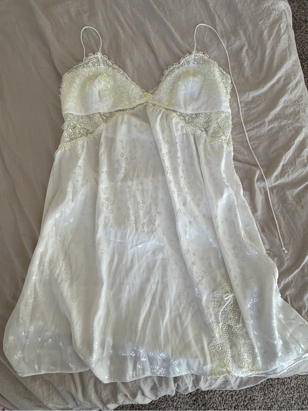 For Love And Lemons White Sheer Lace-Trim Slip Chemise NWT